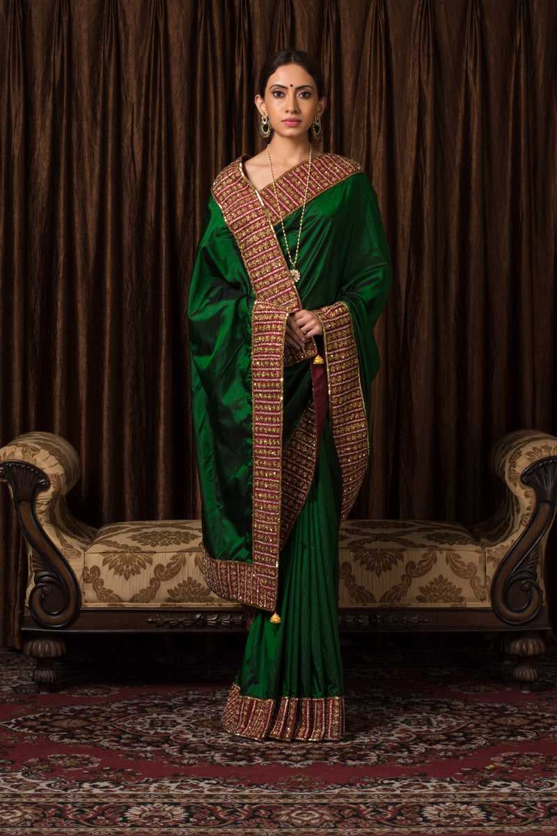 Emerald Green Pure Silk Sari