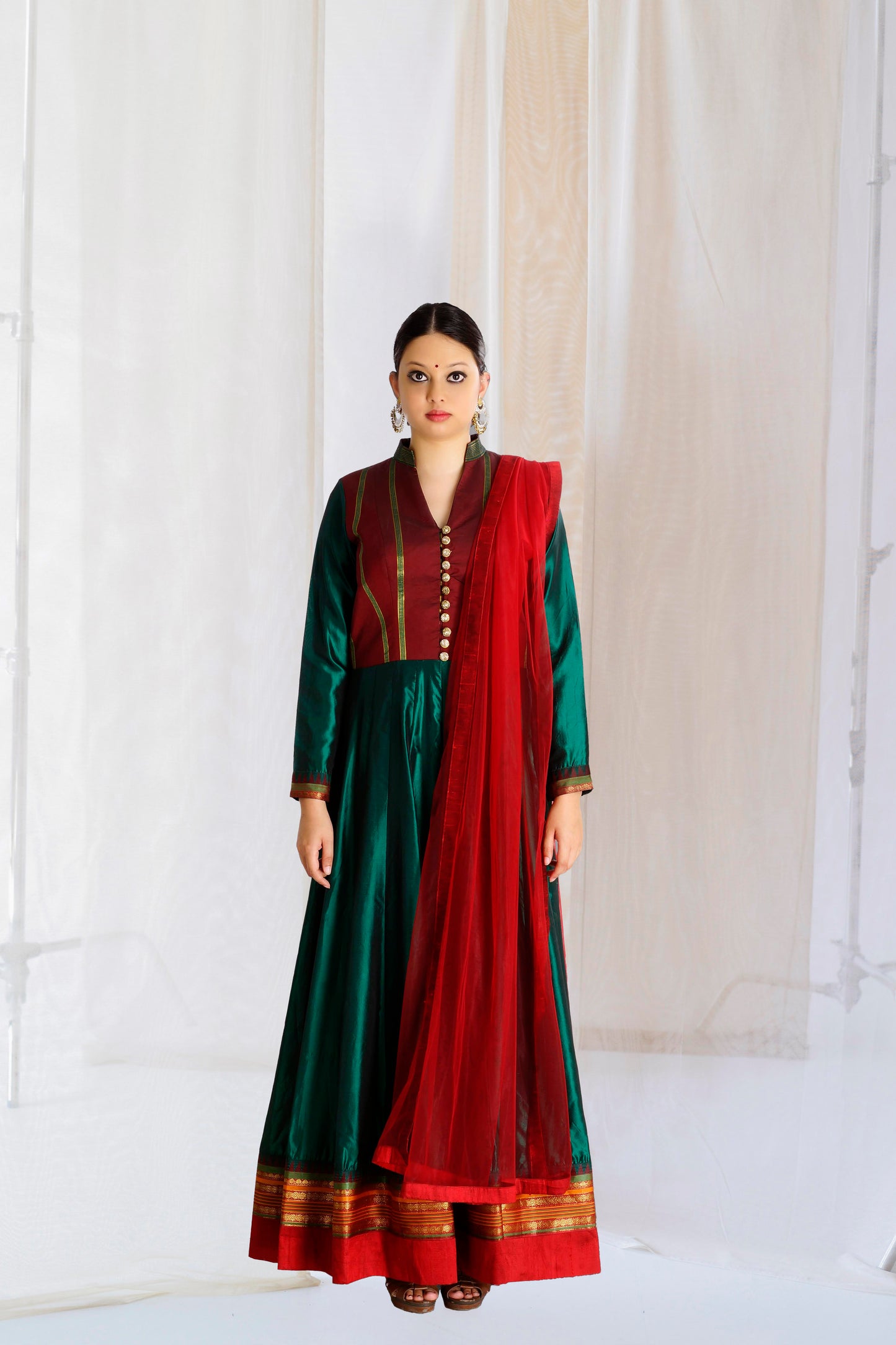 EMERALD GREEN KANCHI SILK KURTA SET
