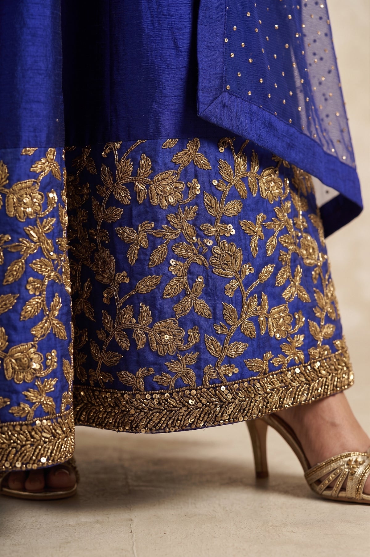 ROYAL BLUE SILK KALIDAR SET