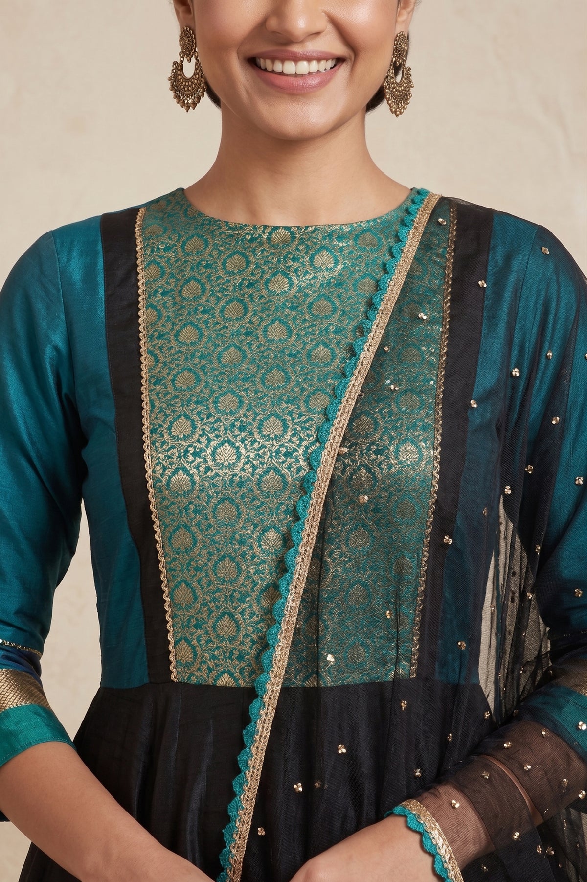 BLACK KANCHI SILK KURTA SET