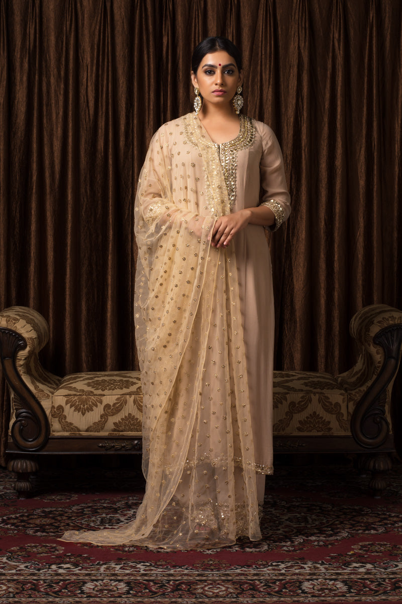 Beige Straight Kurta Set