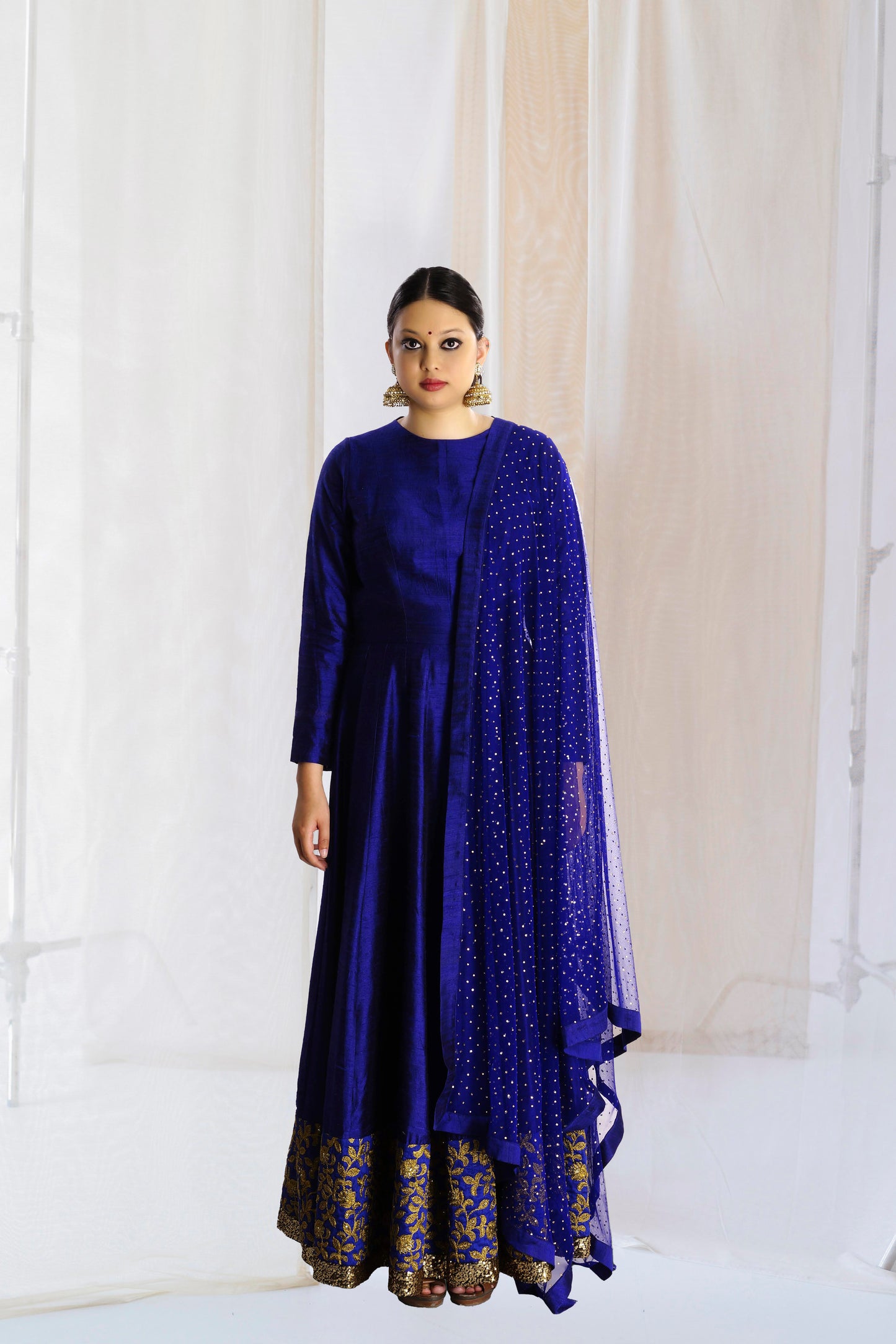 ROYAL BLUE SILK KALIDAR SET